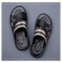 Sandalias de piel auténtica para hombre, chanclas de playa con amortiguación de aire, de diseñador, con hebilla, envueltas en el tobillo, de marca - details 4