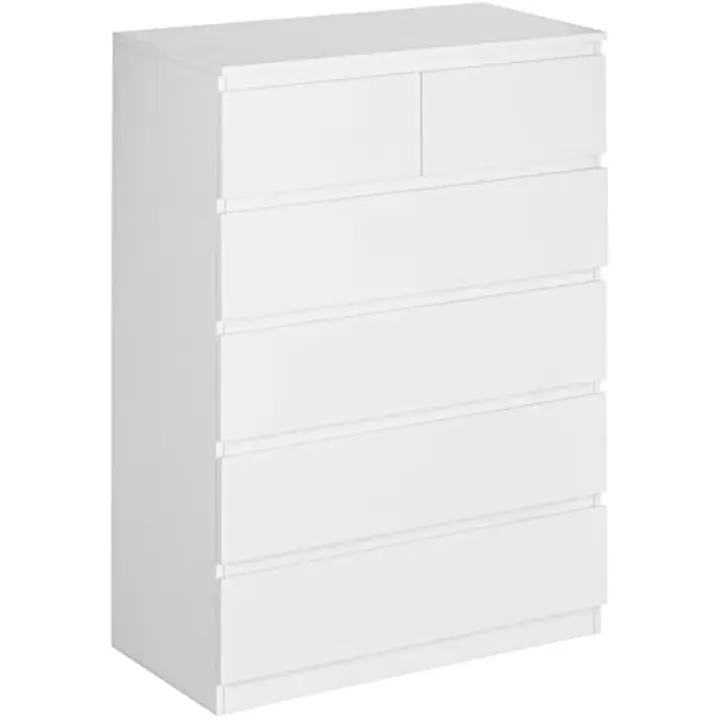 Cómoda Moderno con 6 Cajones Cajonera de Madera Cómoda de Dormitorio para Entrada Salón Oficina Carga 50 kg 80x39x115 cm Blanco - 1