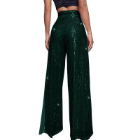 Moda femenina New -End Color sólido Pierna ancha con lentejuelas drapeadas Pantalones casuales para mujer - details 31