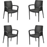 Interior y Exterior con reposabrazos Ideal para Jardines y terrazas, apilable, Resina con Acabado de ratán - details 2