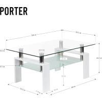 Mesa Moderna de Centro con Tapa de Cristal Transparente y Base de Metal Negro (100x60 cm) - details 10