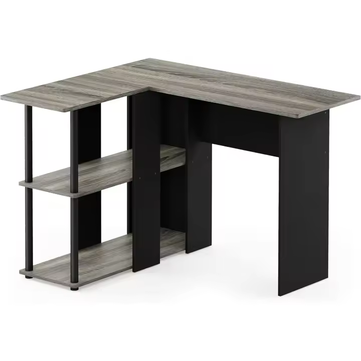 Mesa de Oficina para el Hogar Roble Francés Gris/Negro Características de Diseño Único - 1