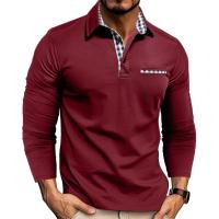 Polo informal con cuello vuelto para hombre, camisetas de manga larga, tops masculinos - details 1