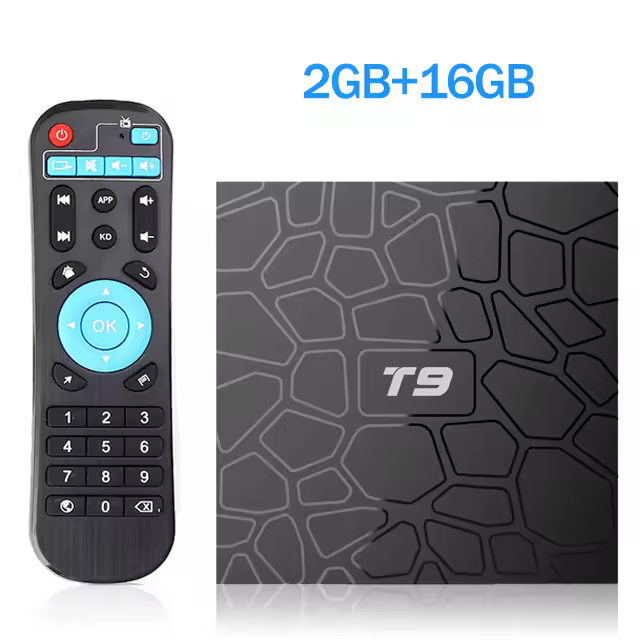 Dispositivo de TV inteligente T9, decodificador con Android 9,0, 4GB de RAM, 64GB de ROM, 4K, H.265, WiFi Dual 2,4G y 5G, RK3318, cuatro núcleos, BT4.0 - 1