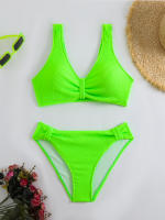 Bikini de cintura alta para mujer, traje de baño deportivo unicolor, traje de baño Sexy a rayas, ropa de baño para mujer, ropa de playa 2025 - details 33