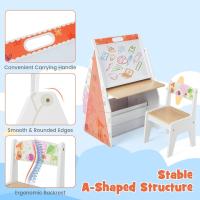Juego de mesa para niños con silla, juego de mesa 3 en 1 con pizarra para pintar y espacio de almacenamiento, juego de escritorio infantil de madera (blanco) - details 3