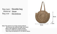 Bolso redondo de paja para mujer, bolsa de hombro de gran capacidad, tejido hueco, informal, ideal para ir de compras - details 0