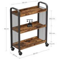 Carrito de Cocina Pequeño Estilo Rústico Marrón 66x26x85cm Ideal para Espacio Extra en Estantería - details 4