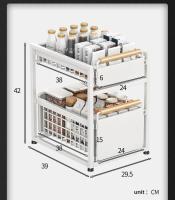 Organizador de binet extraíble debajo del fregadero, cajón deslizante de cocina, cesta de almacenamiento con asa, soporte para estante para platos y cuencos - details 18
