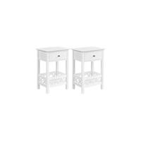2pcs Mesitas de Noche con Cajón y Estante 25x25x70cm Mesilla de Noche Alta de Madera Lacada Mesita Auxiliar Estrecha para Dormitorio Blanco Satinado - details 8