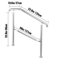 SucceBuy Barandilla de 5 escalones |   Pasamanos de acero inoxidable |   Ajustable para 1-5 pasos |   Superficie de nivel |   Barandillas de escaleras interiores/exteriores |   Capacidad de 220 libras |   Kit de instalación incluido |   Porche bricolaje - details 1