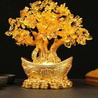 Árbol de Fortuna de Cristal Adorno de Oro Chino en Mesa Decoración Luminosa para Hogar y Oficina - details 0