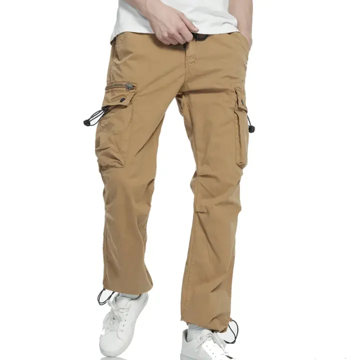 Pantalón cargo multibolsillos para hombres, jogging de loisirs en coton, salopette d 'outillage para documentos sólidos, extérieur, automne - 1