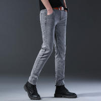 Nuevos Jeans Para Hombre Estilo Coreano Cómodos Y Ajustados De Cintura Media Pantalones Casuales De Desechabilidad mid Waist Gris - details 3