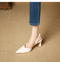 Nuevo aire trasero boca poco profunda tacones altos puntiagudos zapatos de mujer de tacón grueso. - details 23