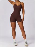 Mono de Yoga para Mujer Kailuoka Sexy Fitness Romper Sin Mangas y Espalda Disfraz Deportivo Corto en Color Sólido para Otoño e Invierno Material Exterior de Nylon - details 7