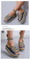 2025 ¡Novedades transfronterizas! Sandalias de plataforma de talla grande para mujer, correa de tobillo, cuerda de cáñamo, plataforma de Punta abierta, zapatos de mujer romanos Casuales - details 6