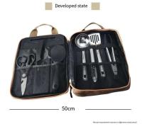 Juego de 8 piezas para exteriores, equipado con un juego completo de utensilios de cocina gruesos, kit de iluminación, vajilla, artículos para acampar y herramientas. - details 3