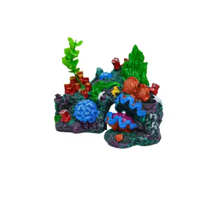 Adornos de arrecife de Coral para acuario de resina, artesanía colorida, casa de roca para peces, regalo creativo de refugio para peces simulados - 1