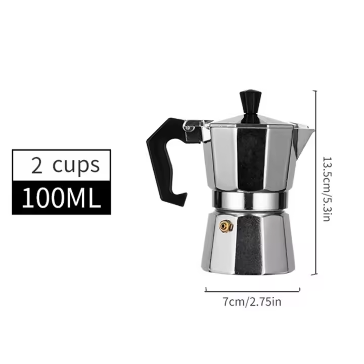 Tetera de aluminio para el hogar, equipo de vajilla italiana octogonal, Moka, café, té, oficina, hogar, viaje, Camping al aire libre - 1