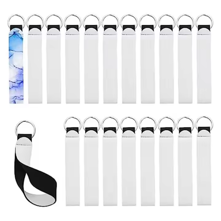 Paquete de 20 llaveros vacíos en blanco para sublimación, llaveros en blanco de neopreno, pulsera de sublimación, colgantes en blanco con llavero - 1