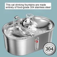 Fuente de agua para gatos, 101 oz/3 L, fuente de agua para mascotas de acero inoxidable 304 para gatos en el interior, cuencos para gatos 2 en 1 para comida y agua, dispensador automático de agua para perros ultrasilencioso con bomba de agua y 5 filtros - details 1