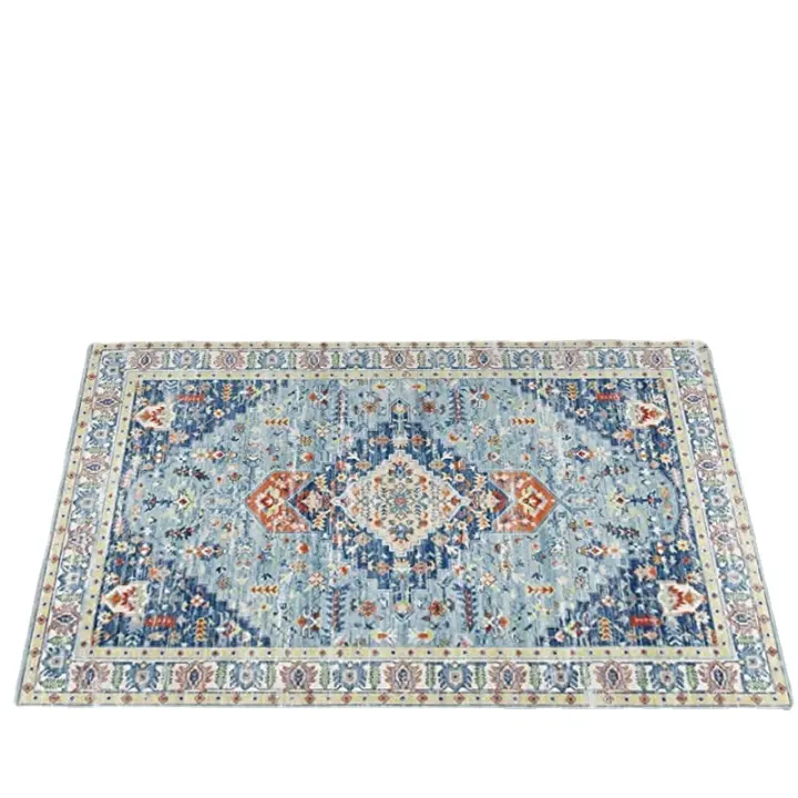 1 Alfombra De Área Bohemia Vintage, Alfombrilla De Terciopelo De Cristal Suave Y Grueso, Alfombra De Suelo Peluda - 1