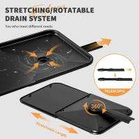 Estante multiusos, escurridor de tazones de acero inoxidable a prueba de herrumbre, soporte extensible para secar platos, tapa de olla - details 1