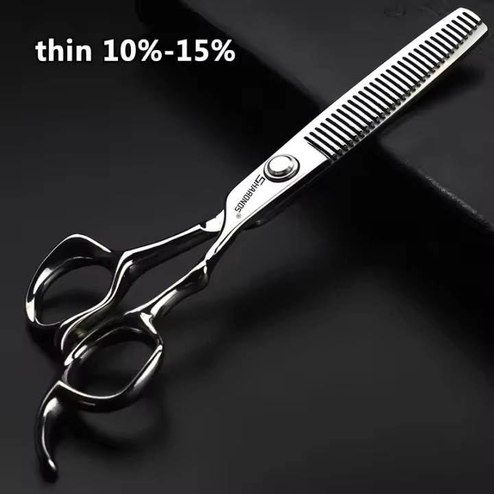 Tijeras profesionales de belleza para mascotas, herramientas de 7 pulgadas para recortar el pelo, curvadas para dientes rectos - 1
