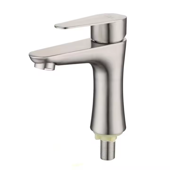 Grifo monomando para lavabo de cocina, grifo monomando para lavabo de acero inoxidable, agua fría, para baño - 1