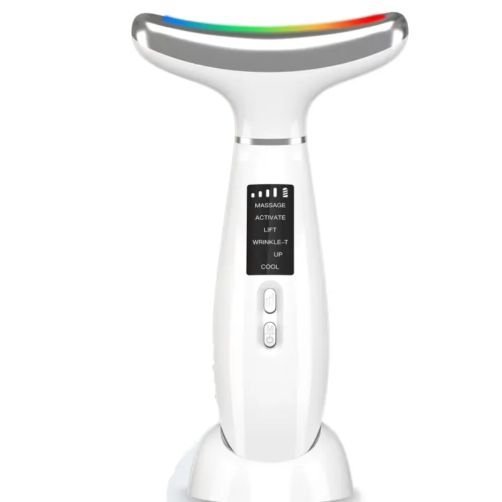 Dispositivo de belleza para el cuello, masajeador Facial portátil multifuncional, 4 colores Led, para el cuidado de la piel - 1