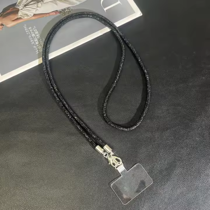 Cordón colgante con purpurina y diamantes de imitación para teléfono, cadena cruzada de estilo largo, cuerda para teléfono móvil, cadena de lujo antipérdida para teléfono móvil - 1