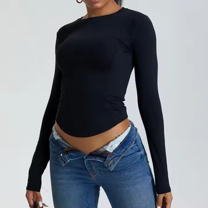 Camiseta de Yoga de Nylon Transpirable y Secado Rápido Top de Gimnasio para Mujeres con Estilo Delgado y Adelgazante Ideal para Primavera/Verano - 1