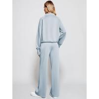 Conjunto casual de dos piezas para mujer: sudadera extragrande con media cremallera y pantalones deportivos de pierna ancha - details 47