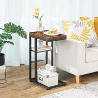 Mesa Adicional de Sofá en Forma de C Plegable Pequeña Mesa de Estilo Industrial con Estante de Almacenamiento Marrón Vintage EBF29SF01 - details 5