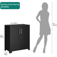 Armario de Almacenamiento de Oficina de Metal con 2 estantes Ajustables, 80 x 40 x 90 cm, archivadores con Cerradura y Agujeros de ventilación para el hogar, Oficina, Garaje, Gimnasio - details 2