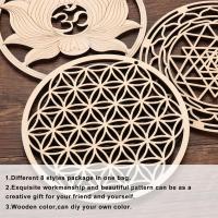 Posavasos hechos a mano, decoración de pared del hogar, flor de la vida cortada con láser, estera de energía, letrero de pared de madera, rebanada, Base de madera, forma de flor de la vida - details 14