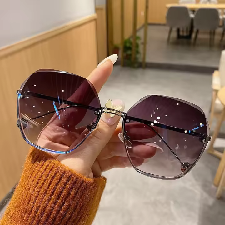 Gafas finas de cara grande, gafas de sol, gafas de sol para mujer - 1