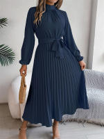 Verano para mujer, elegantes vestidos plisados. ​ ​ de manga larga con encaje y volantes en estilo - details 31