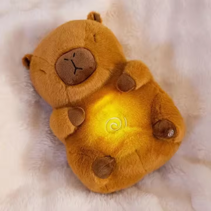 Capibara Juguete de Peluche Respirable para Bebé Companero Tranquilizador para Dormir con Luces Musicales Rítmicas Muñeca Relajante Regalos de Cumpleaños para Niños - 1