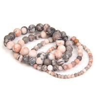 Pulsera de Piedra Mineral Zebra Rosa Frostada Natural Hecha a Mano Joyería de Meditación de Yoga - details 1