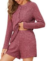 Conjunto de punto a rayas cepilladas de dos piezas para mujer, manga larga, color sólido, informal, otoño e invierno, 2024 - details 11