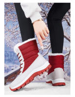 Zapatos de algodón de tubo de invierno, botas largas negras para mujer, botas de nieve cálidas y de forro polar grueso para exteriores, talla grande 42 para mujer - details 7