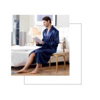 Albornoz largo de talla grande 3XL para hombre, ropa de dormir negra para novio, bata de boda, ropa de dormir de primavera y verano, ropa de dormir holgada de satén para el hogar - details 2