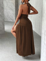 Vestido de mujer con calzoncillos cuello v cintura baja y falda larga - details 2