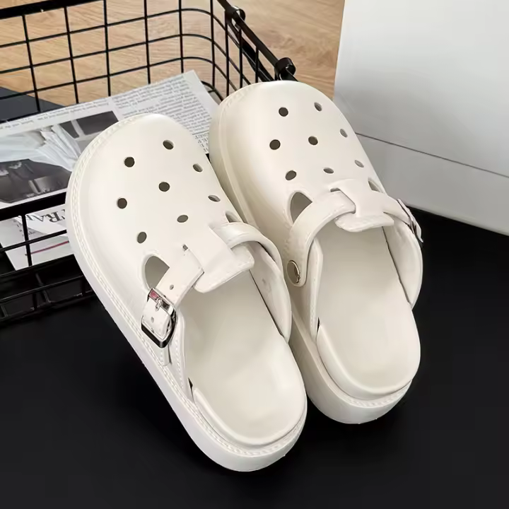 Muffin bolsa de suela gruesa media zapatillas para mujer, nuevas zapatillas frescas de un pie de primavera y verano. - 1