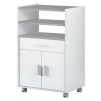 mueble microondas blanco y gris