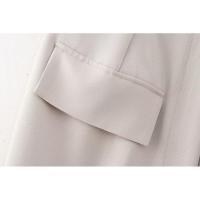 BUNO-Vestido Midi elegante con bolsillos lisos para mujer, vestido elegante sin mangas con cuello redondo, vestidos ajustados con abertura para ir al trabajo, batas acampanadas lisas 2025 - details 8