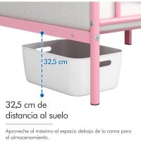 Cama Individual con Espacio Bajo Marco Metal Altura 32 cm Cama Individual con Cabecera para Colchón de 90 x 190 cm Blanco - details 31