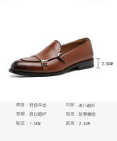 Mocasines de cuero estilo británico de un pedal, informales, con doble hebilla, para negocios. - details 2